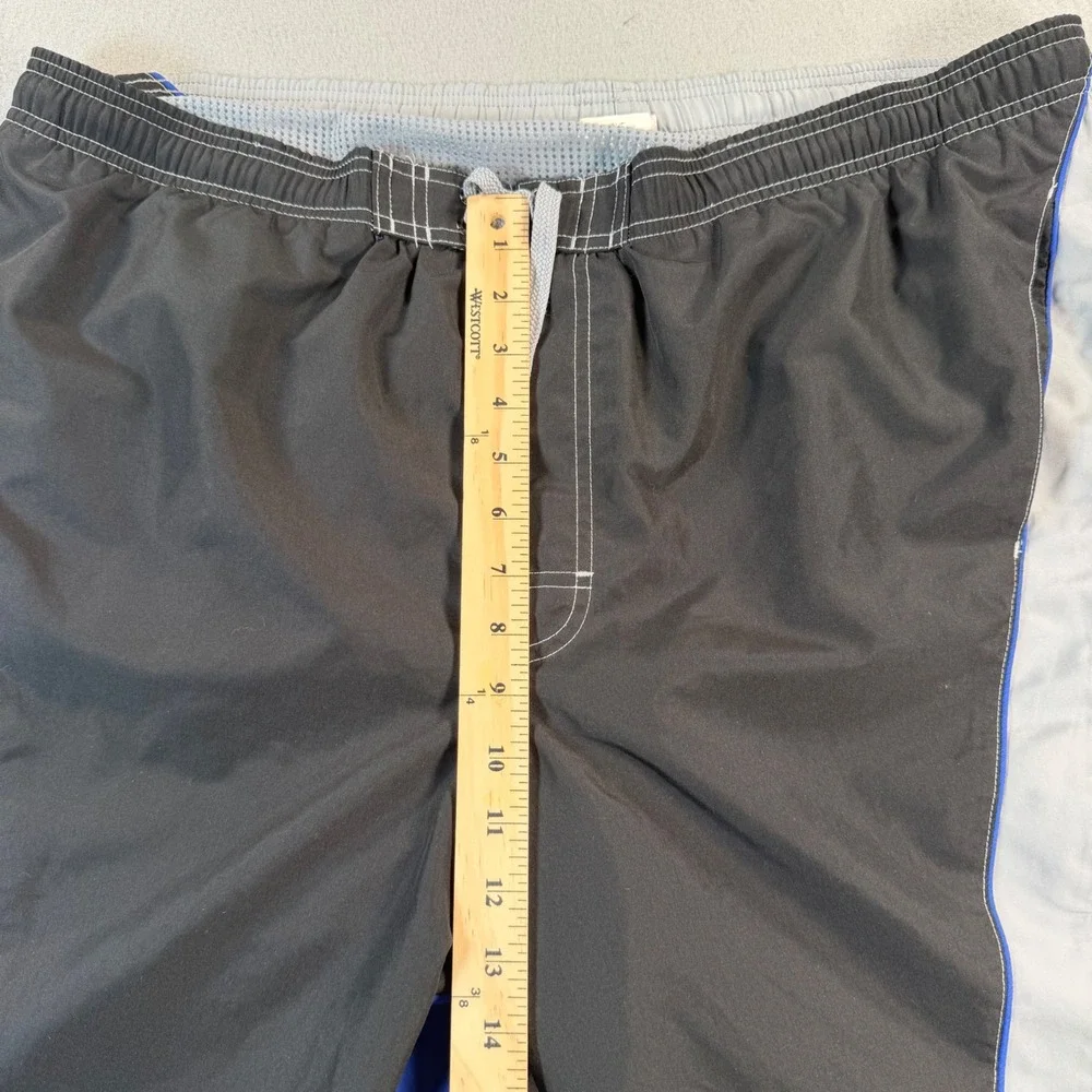 VTG Speedo Mens Swim Trunks Large Black Blue Colorblock Mesh Lined Large